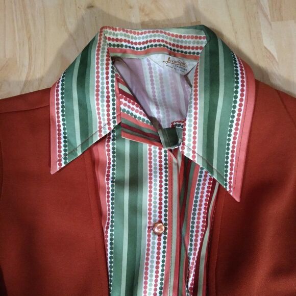 Vintage Jeanique Dots Pattern Polyester Disco Shirt & Career Gear Vest Combo - Picture 1 of 7